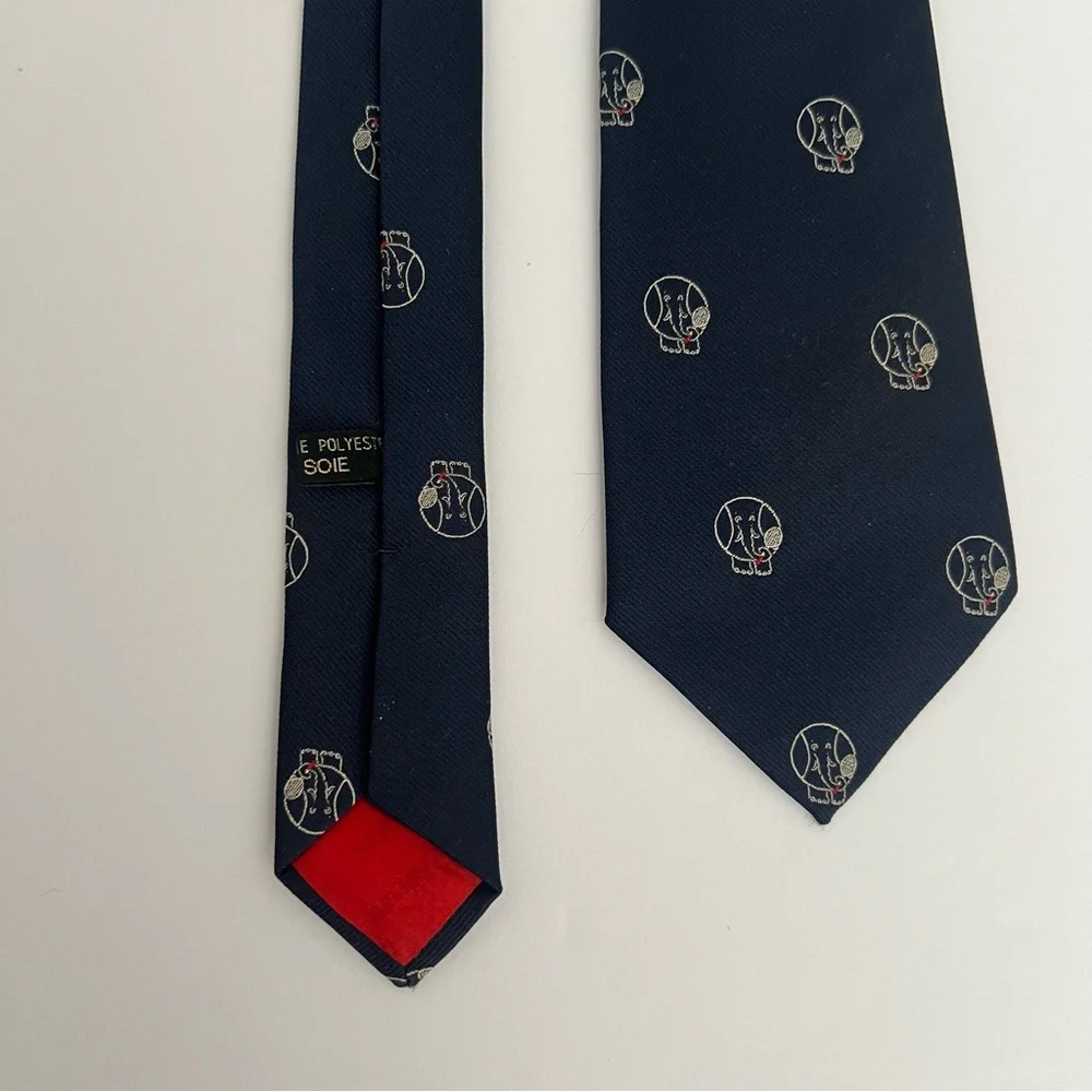 Regis Anley, Navy Blue Elephant Tennis, Patterned Men's Tie